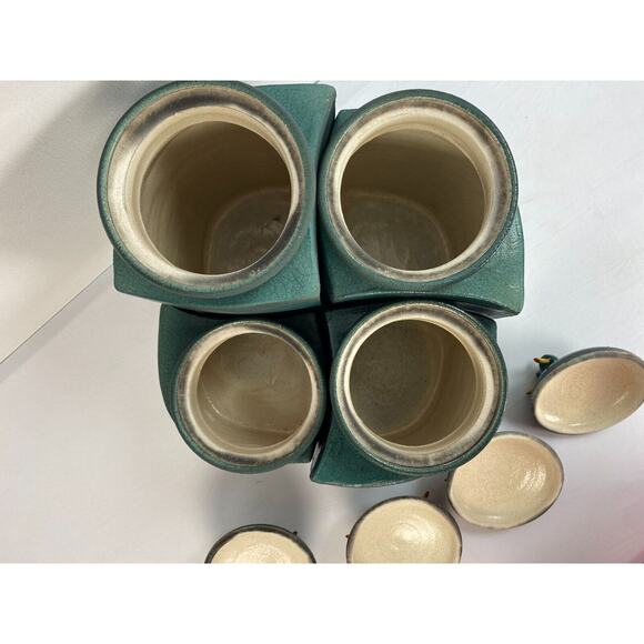 KEN JENSEN Full Set 4 Painted Covered Raku Jars, Beach Scenes, Signed - Picture 8 of 16